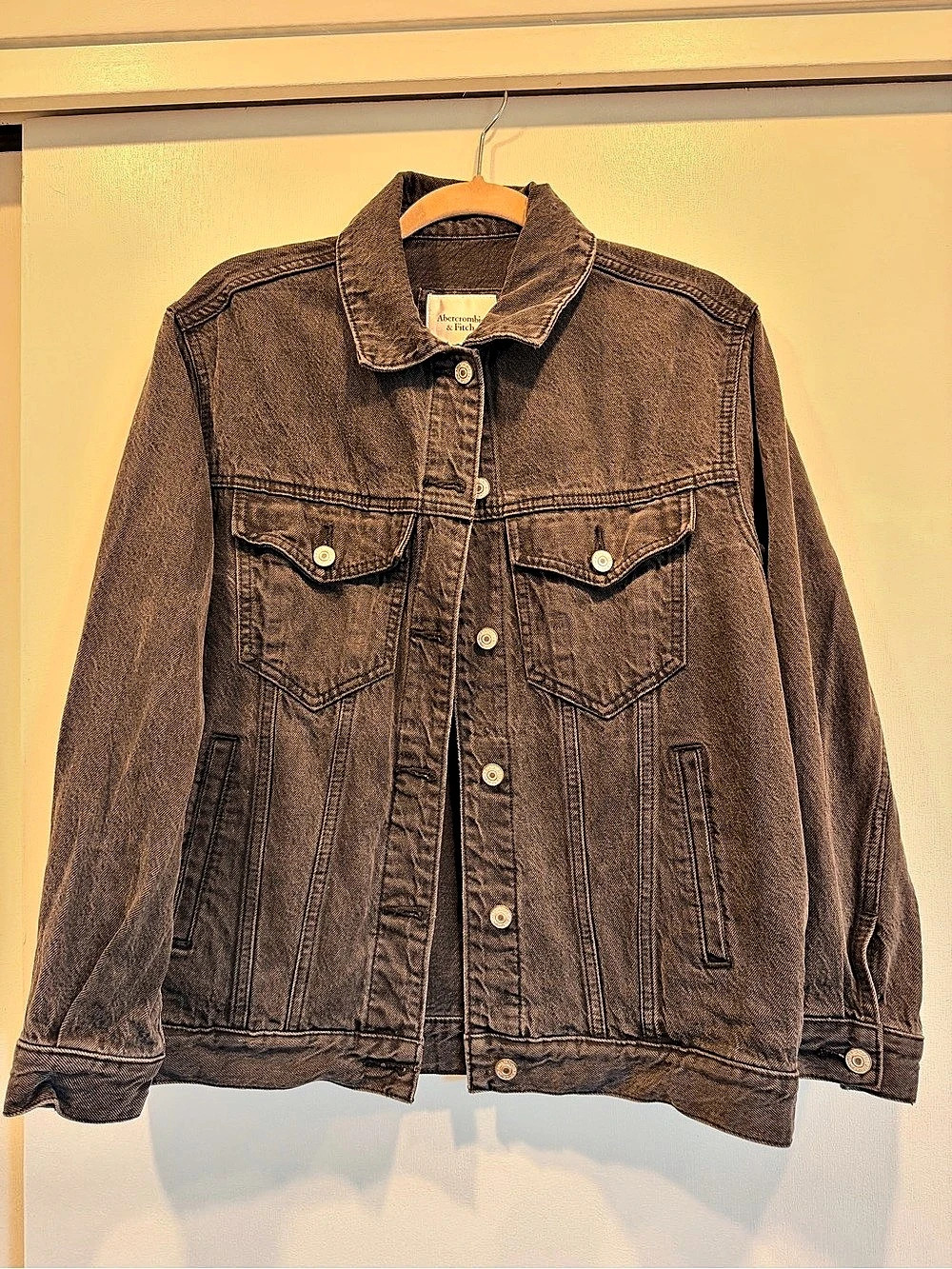 Abercrombie & Fitch Oversized Denim Jacket Black XS